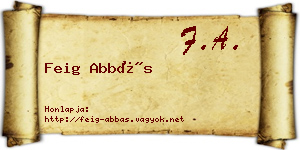Feig Abbás névjegykártya